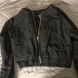 Forever 21 Black Bomber Jacket with Matte Finish